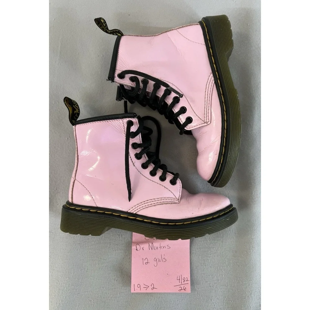 Dr Martens 1460 J Pink Patent Leather Ankle Boots Youth‎ Kids Size 12 US
